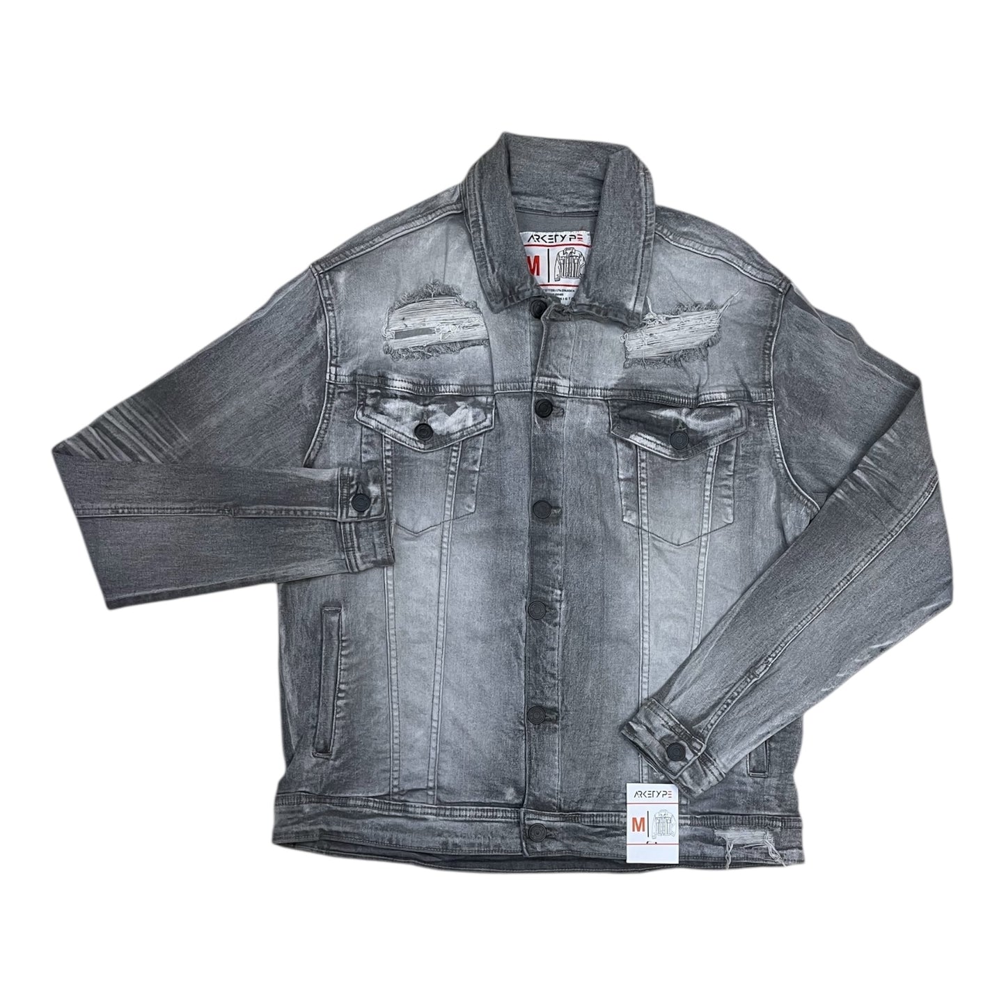 J540N - Double Whisker Rip n Repair Denim Stretch Jacket