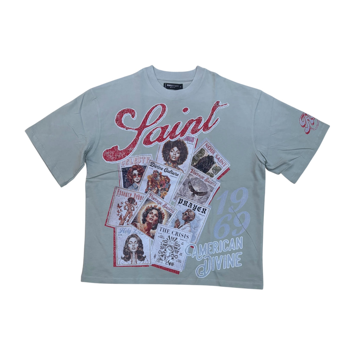 WH-RK1482132 - Holy Power Faded with Studs Boxy Graphic T-Shirt