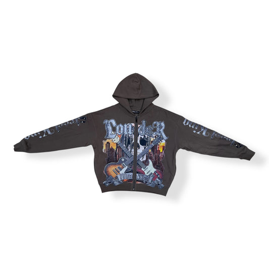 RK5481854 - LOUDER THAN LIFE Zip Down Cropped Fleece Hoodie