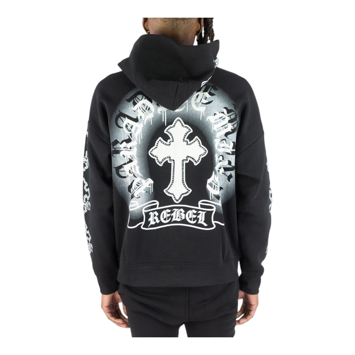 152-328 - Rebel Cross Zip Up Graphic Fleece Hoodie