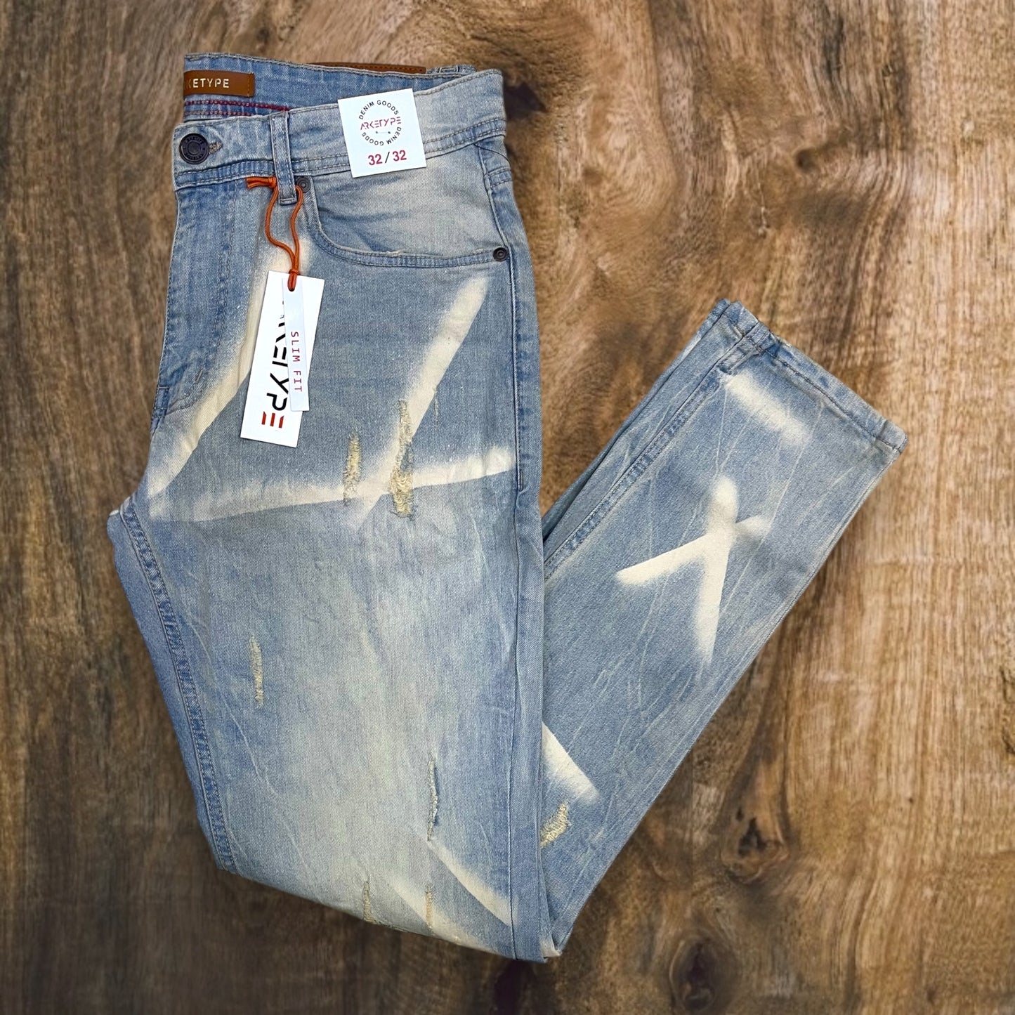 P542 - Jackson Rip & Repair Faded Wash Slim-Fit Stretch Jeans