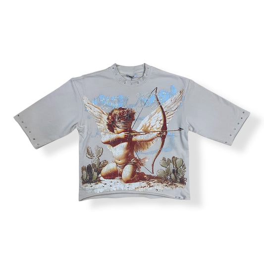 HF5504 - 24.7 UN EXISTENCE 3/4 Sleeve Cropped Top Graphic T-Shirt