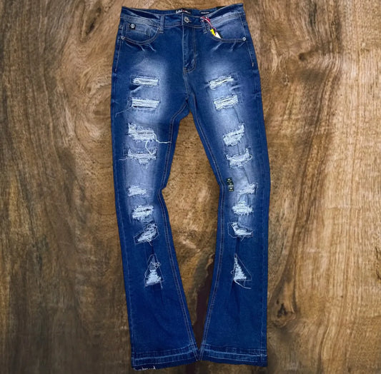 SF3690 - Damaged Stacked Denim Jeans