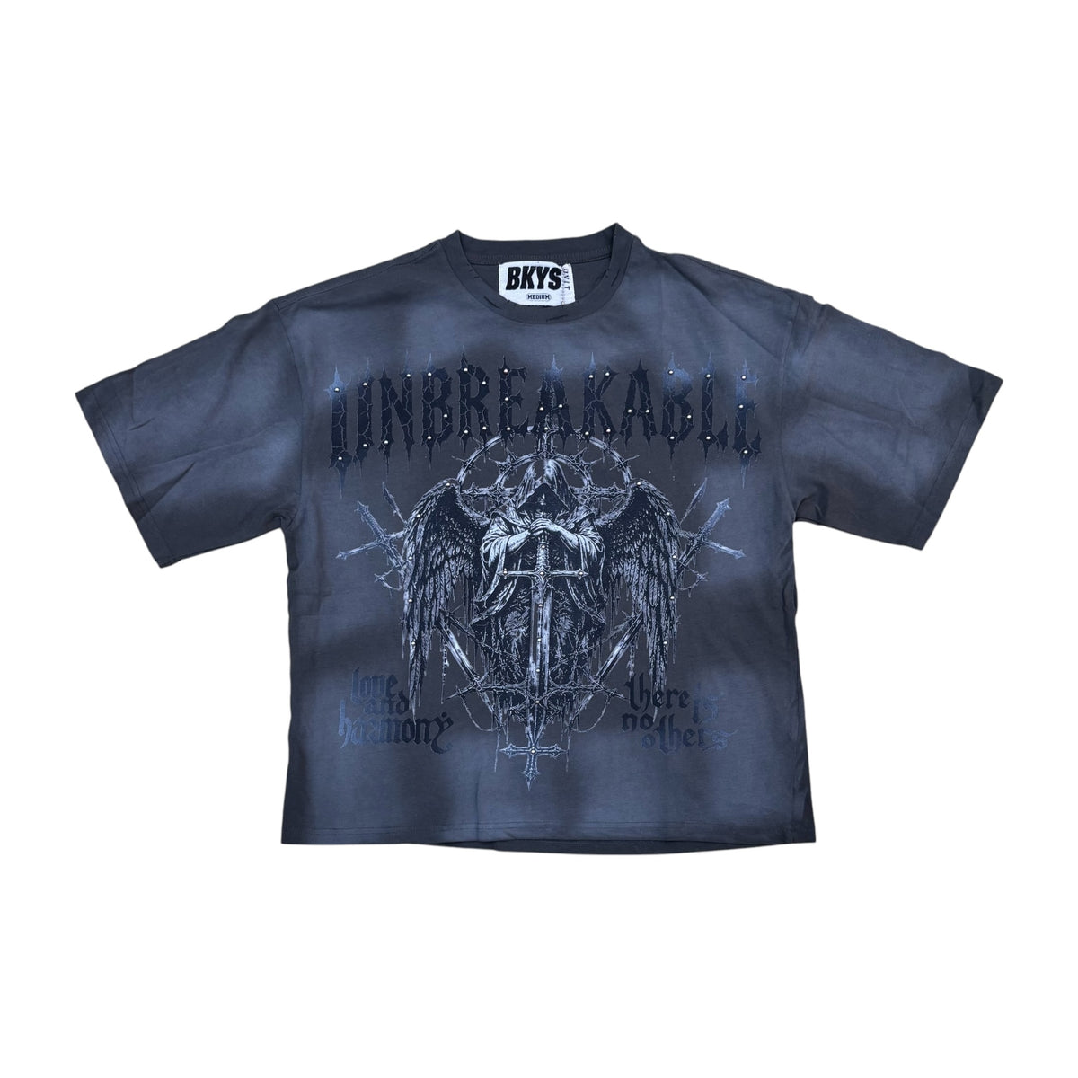 WH-T1688 - Unbreakable with Studs Graphic Crop T-Shirt