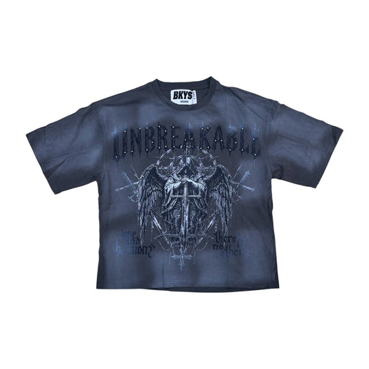WH-T1688 - Unbreakable with Studs Graphic Crop T-Shirt