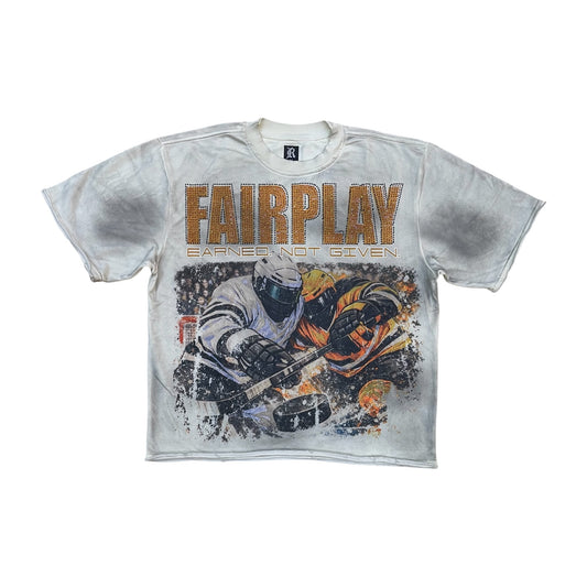 WH-3163-118 - Fairplay Digital with Rhinestones Terry Cropped Graphic T-Shirt