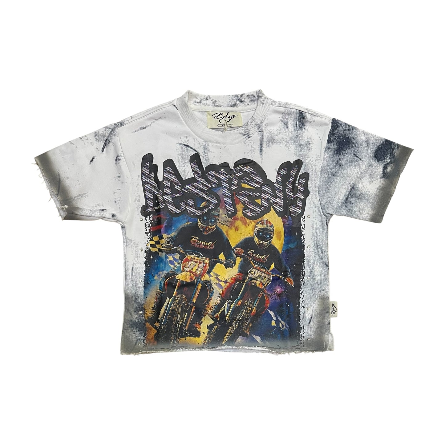 T1447B - Boy's/Kid's Destiny Rhinestones Cropped Top T-Shirt