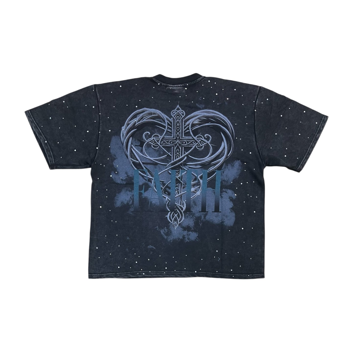 WH-610-11196 - Faith Medusa with Rhinestones Cropped Graphic T-Shirt