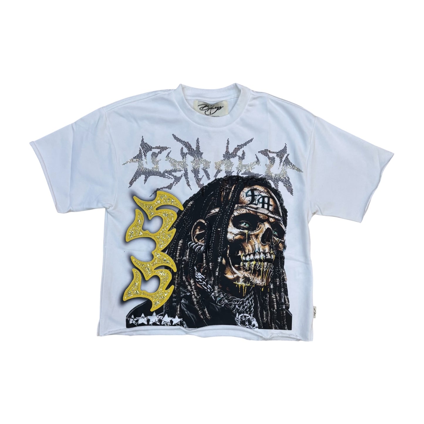 WH-T1478 - P.O.W.E.R. with Rhinestones Cropped Top T-Shirt