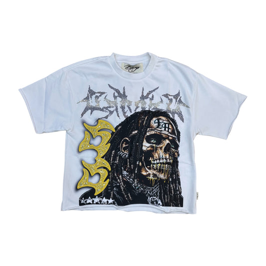 WH-T1478 - P.O.W.E.R. with Rhinestones Cropped Top T-Shirt