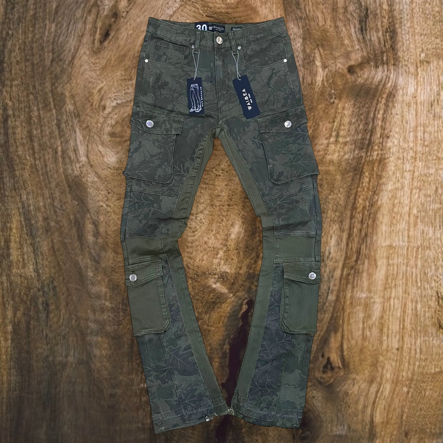 M8231T - Flare Stacked Cargo Pocket Jeans