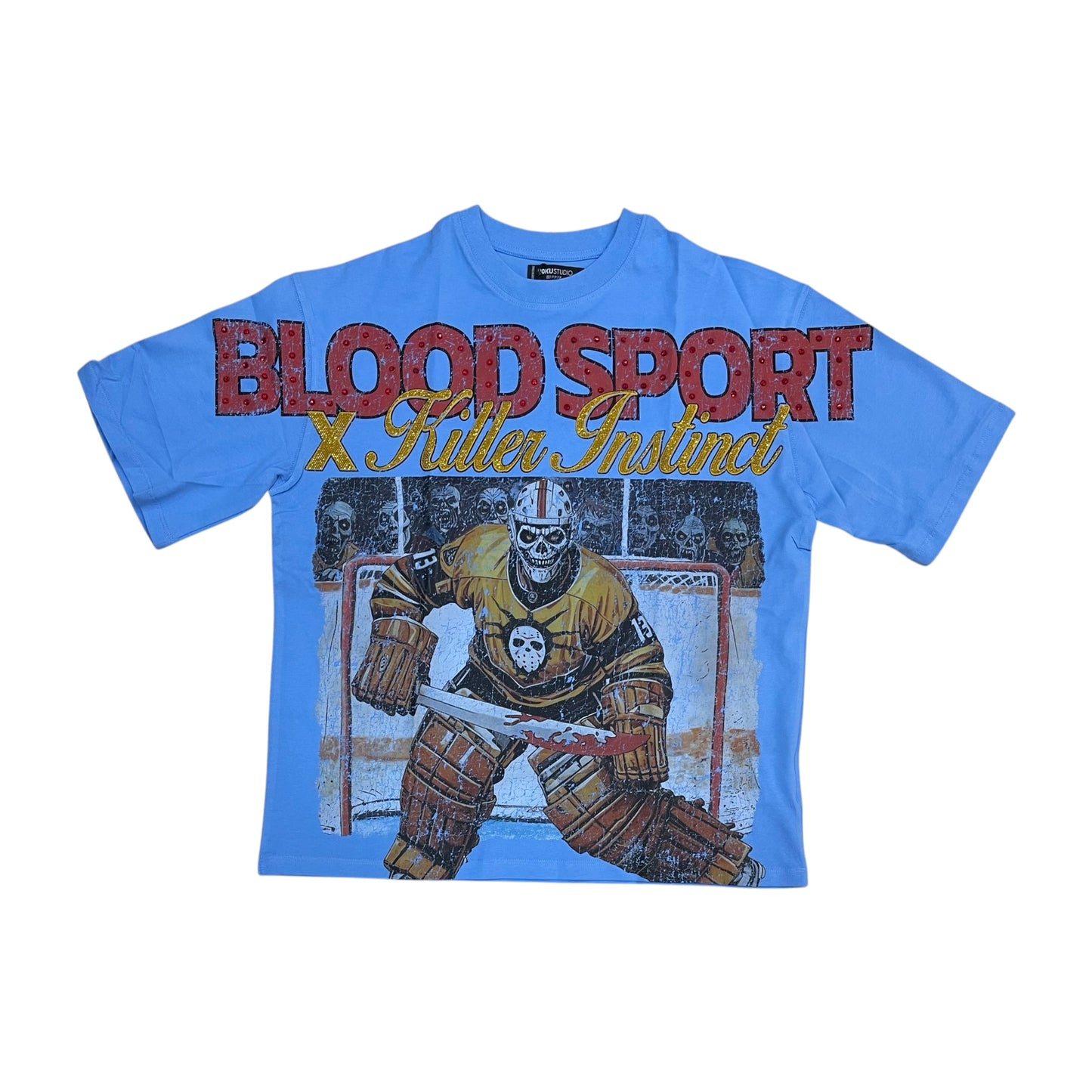 RK1481963 - Blood Sport Studs n Rhinestone Boxy Graphic T-Shirt