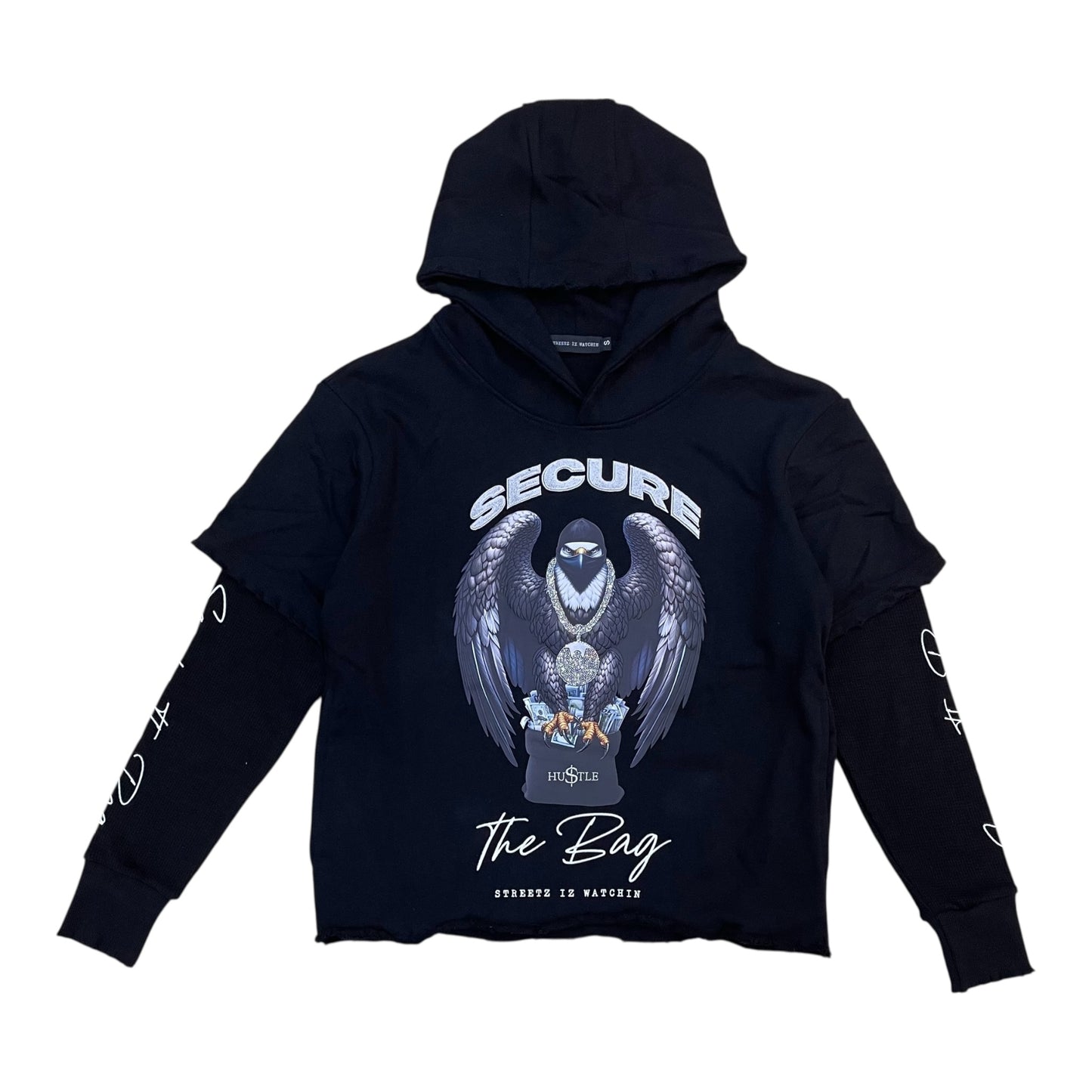 S2FH5222 - Secure the Bag Rhinestones 2FER Cropped Hoodie