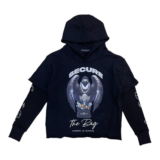 S2FH5222 - Secure the Bag Rhinestones 2FER Cropped Hoodie