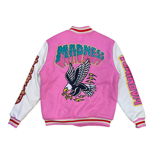 152-511 - Madness "Mad Lucky" Rhinestone Varsity Jacket (Pink)