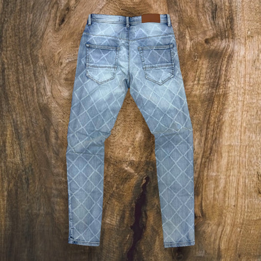 P428 - Diamond Pattern Slim-Fit Stretch Jeans