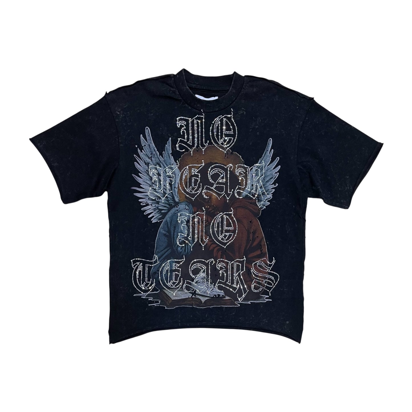 KR601K - Boy's/Kid's No Fear No Tears Rhinestones Cropped Top T-Shirt