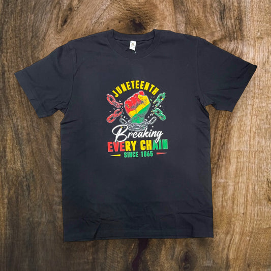 JC061925 - Juneteenth "Breaking Every Chain Since 1865" Regular-Fit Graphic T-Shirt