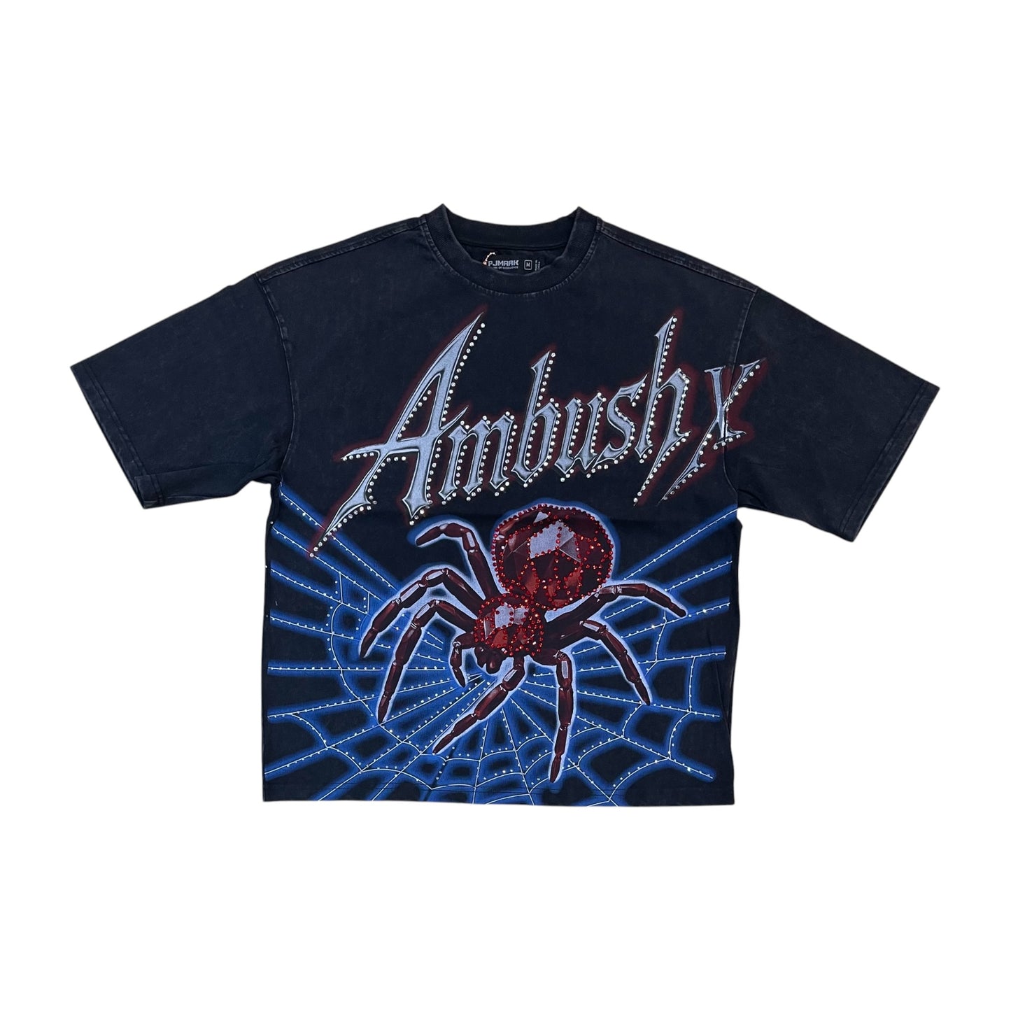 T2620 - Ambush X Spider with Rhinestone n Studs Cropped Graphic T-Shirt
