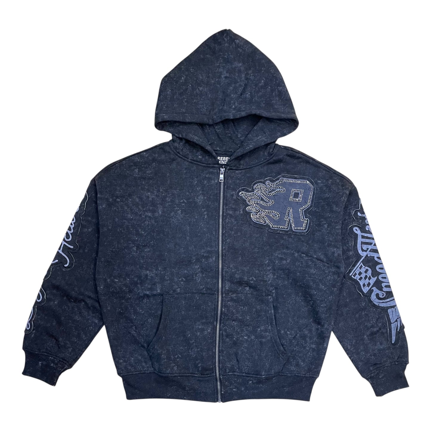 152-314 - Born to Be Full Zi-Up WASH Cropped Fleece Hoodie