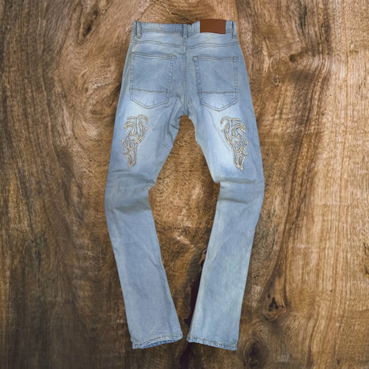 P524 - Premium Tribal Stacked Flare Jeans