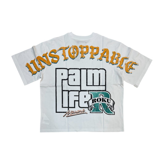 WH-RK1482050 - Miami with Rhinestones Boxy Graphic T-Shirt