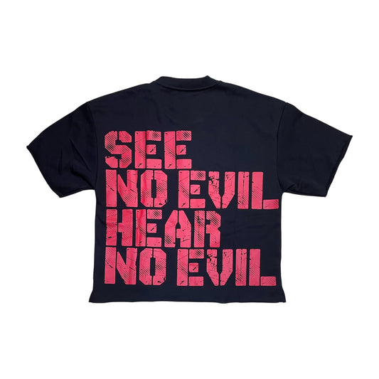 T1448 - Vision No Evil with Rhinestones Cropped Top T-Shirt