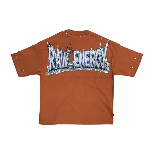 SM6129 - Raw Energy with Studs Boxy Graphic T-Shirt
