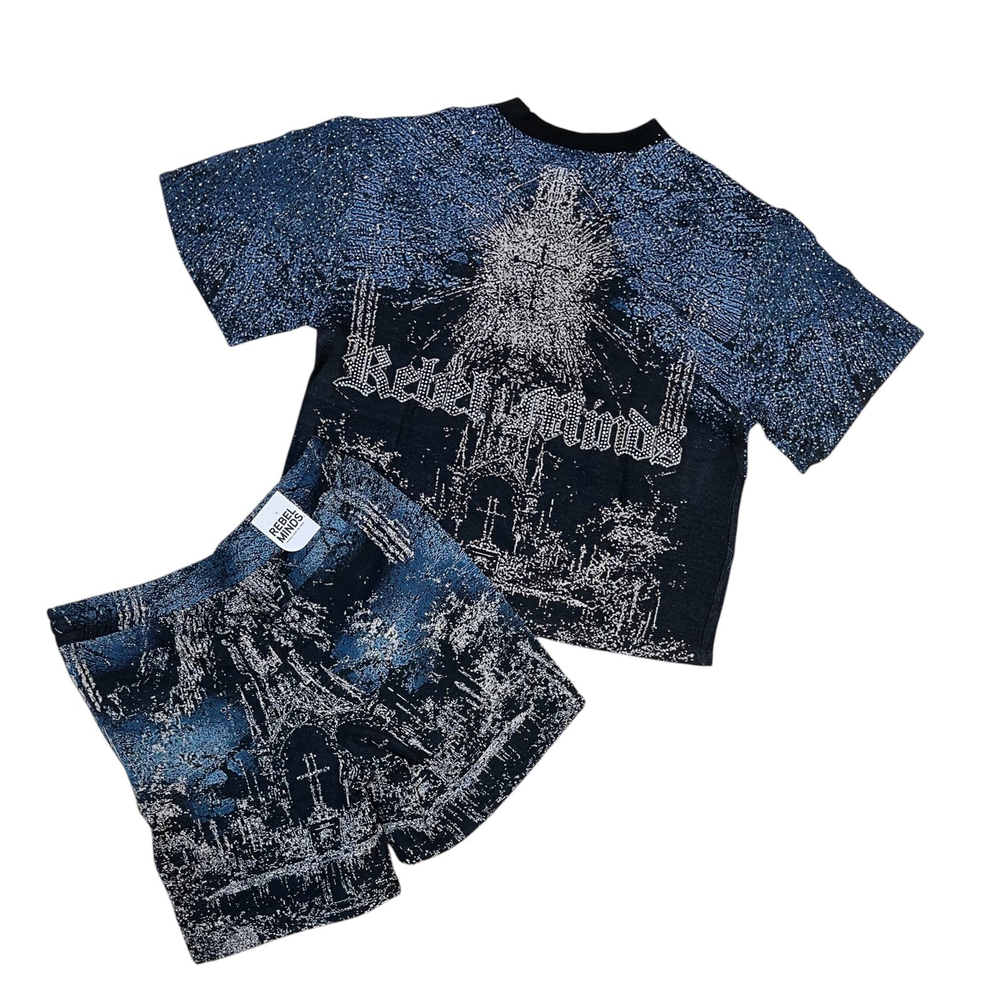 610-12702 - Stand Alone with Rhinestone Tapestry Shirt, Shorts SET
