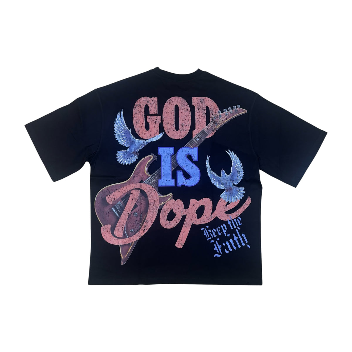 WH-RK1482128 - Divine Drip Faded with Rhinestones Boxy Graphic T-Shirt