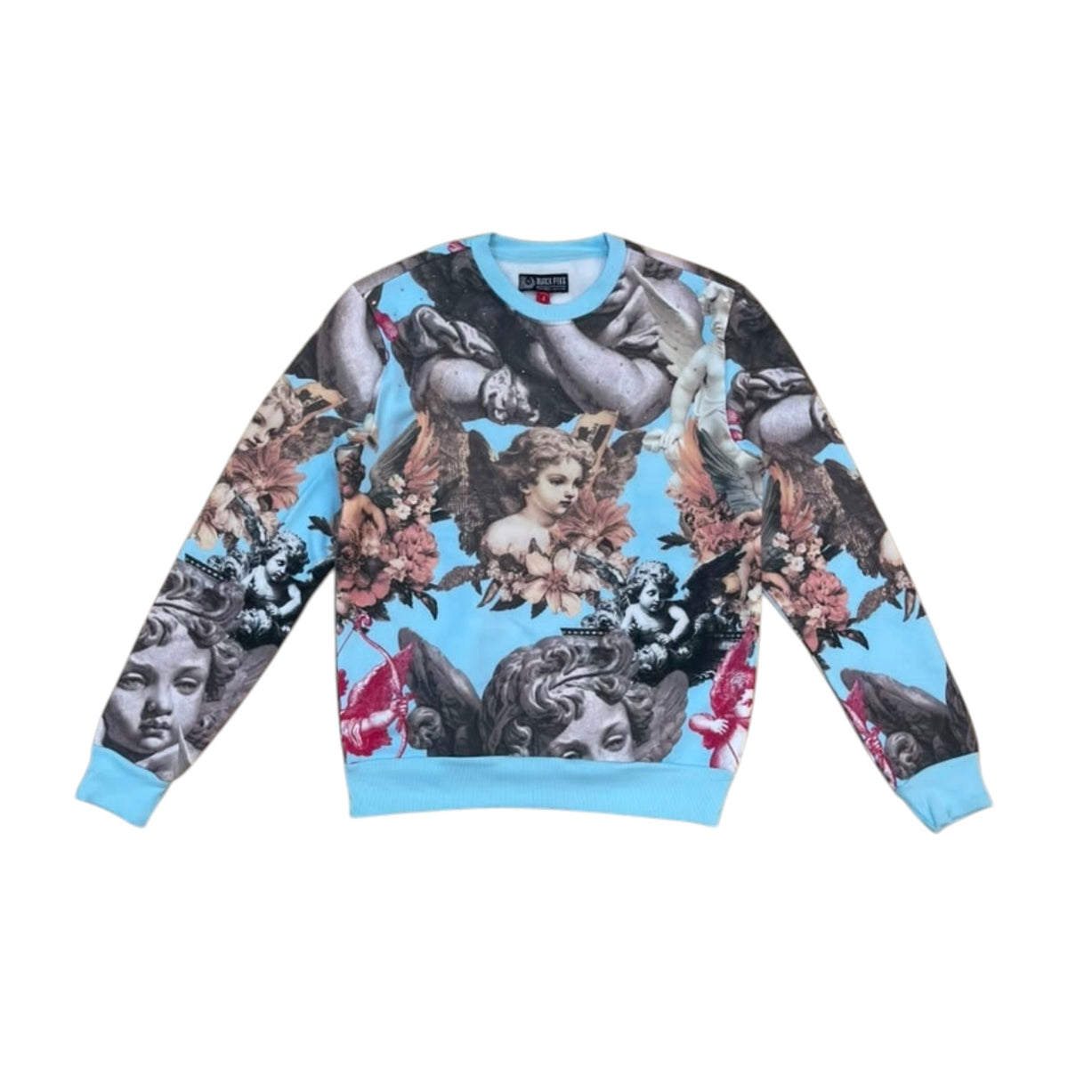 FB2615 - Angels Digital Print With Rhinestone Crewneck Fleece