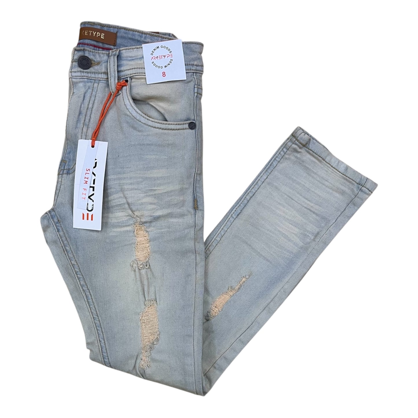 PC03K - Boy's/Kids Core Ripped Slim-Fit Stretch Jeans