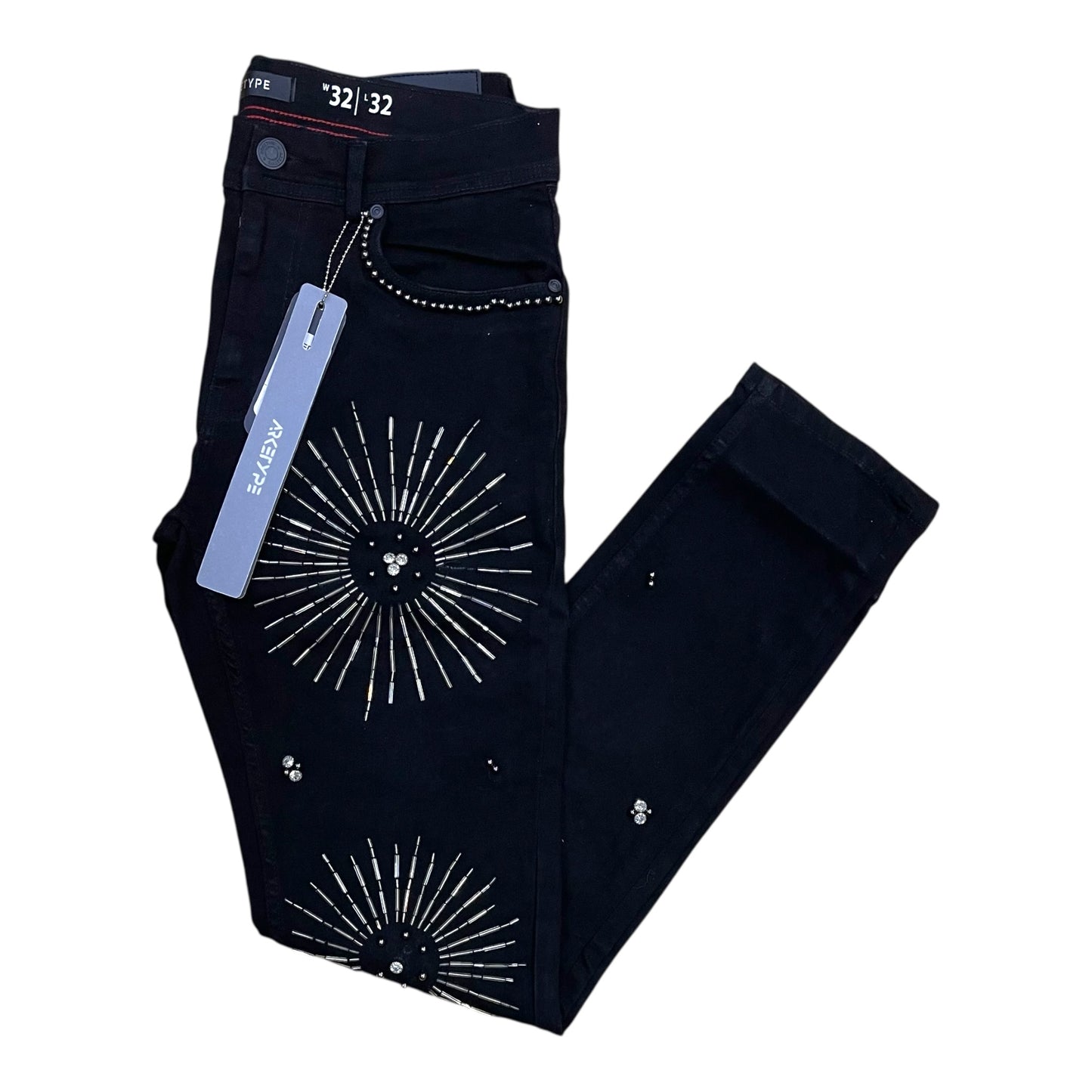 P557 - Rhinestone n Studs Gravity Slim-Fit Stretch Jeans