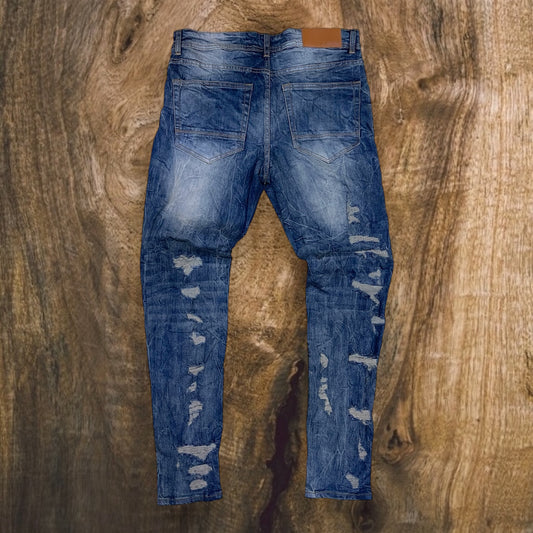 P526 - Allover Ripped Slim-Fit Stretch Jeans