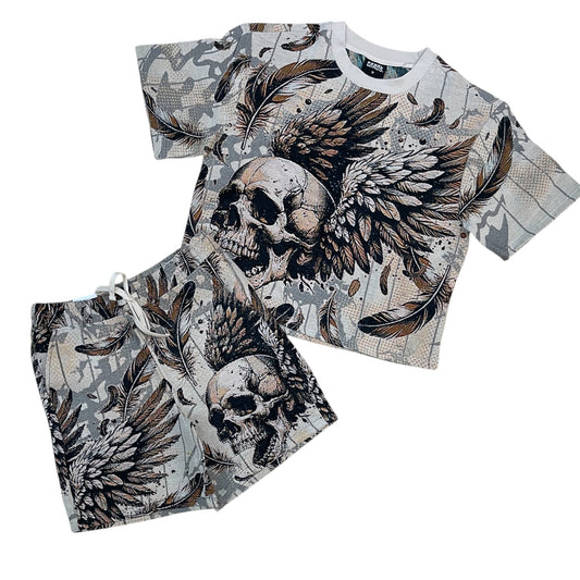 WH-610-12703 - Conquer Rhinestone Tapestry Shirt, Shorts SET