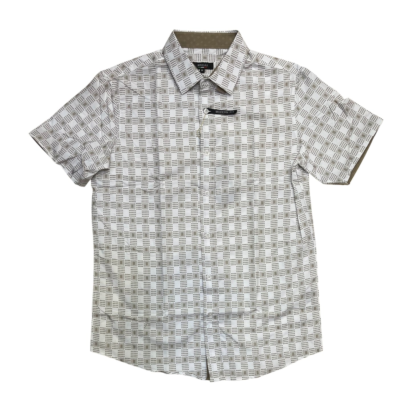 RS2239 - Monochromatic Patterned Modern Fit Short Sleeve Button Down Shirt