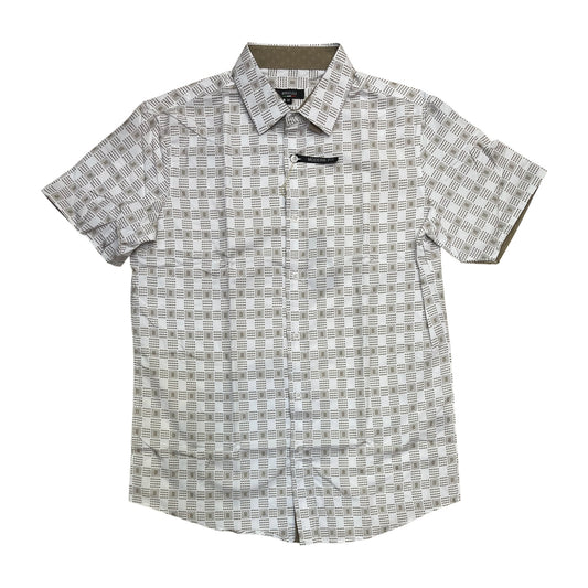 RS2239 - Monochromatic Patterned Modern Fit Short Sleeve Button Down Shirt