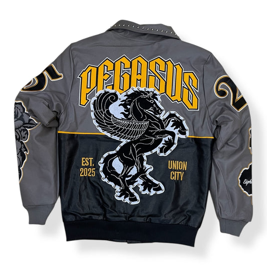 DF5506 - Pegasus PU Body/Direct Embo Varsity Jacket