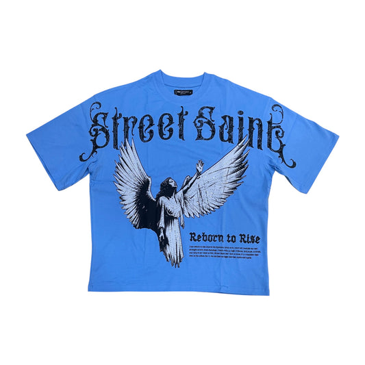 WH-RK1482032 - Street Saints with Rhinestones n Studs Boxy Graphic T-Shirt
