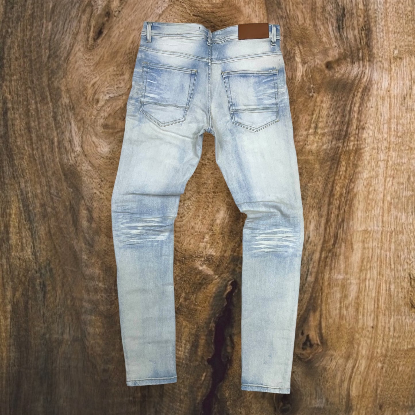 P540 - Double Whisker Rip n Repair Slim-Fit Stretch Jeans