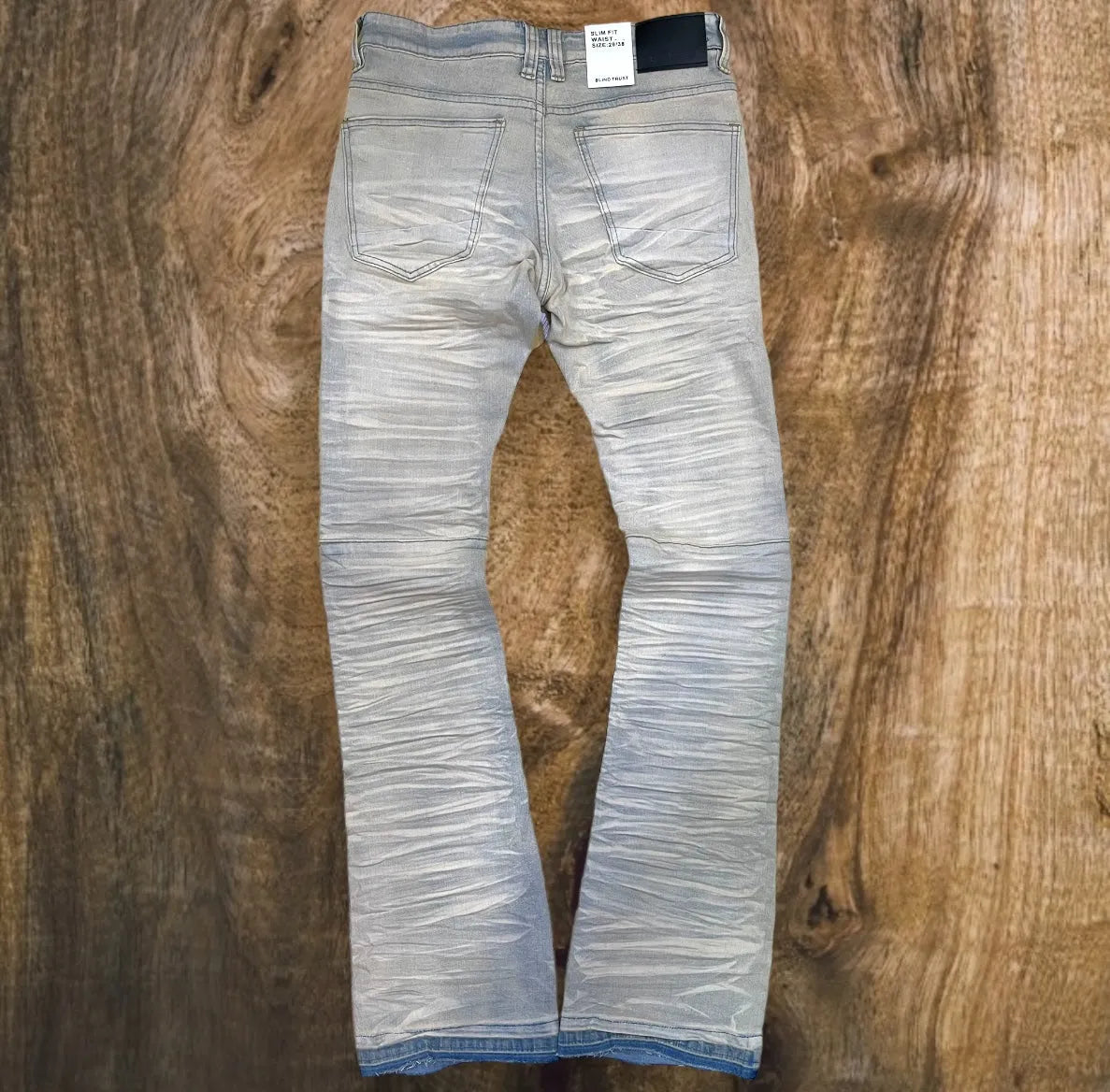 BTP23180 - Slashed Wash Stack Jeans