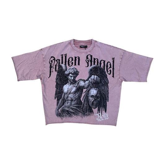 WH-RK1482020 - Fallen Angel 2.0 Enzyme with Studs Cropped Top Graphic T-Shirt