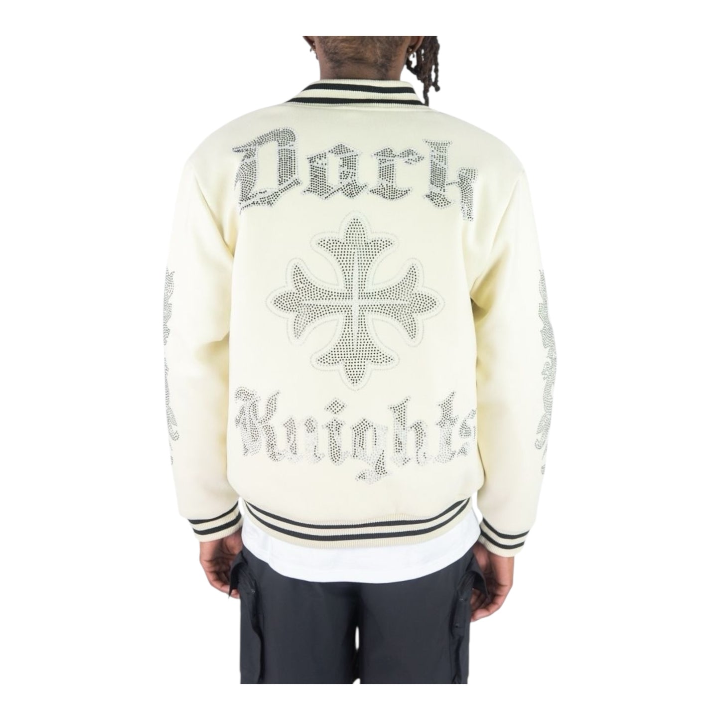 152-514 - Dark Knights Rhinestone Varsity Jacket (Cream)