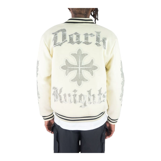 152-514 - Dark Knights Rhinestone Varsity Jacket (Cream)