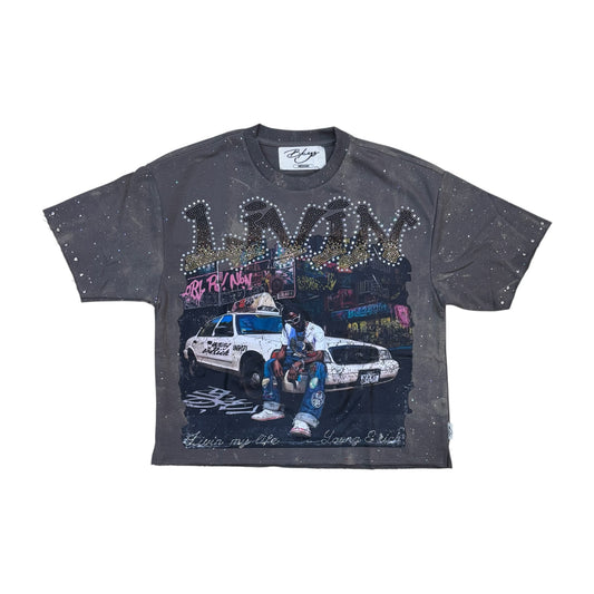 WH-T1440 - Livin with Rhinestones Cropped Top T-Shirt