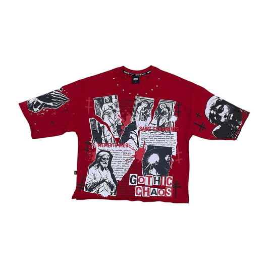 WH-SW6165 - Memento Mori with Studs Cropped Top Graphic T-Shirt