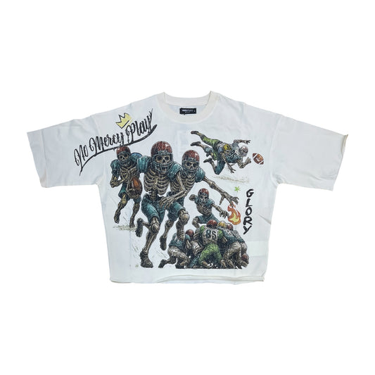 WH-RK1482075 - Graveyard with Rhinestones Cropped Top Graphic T-Shirt