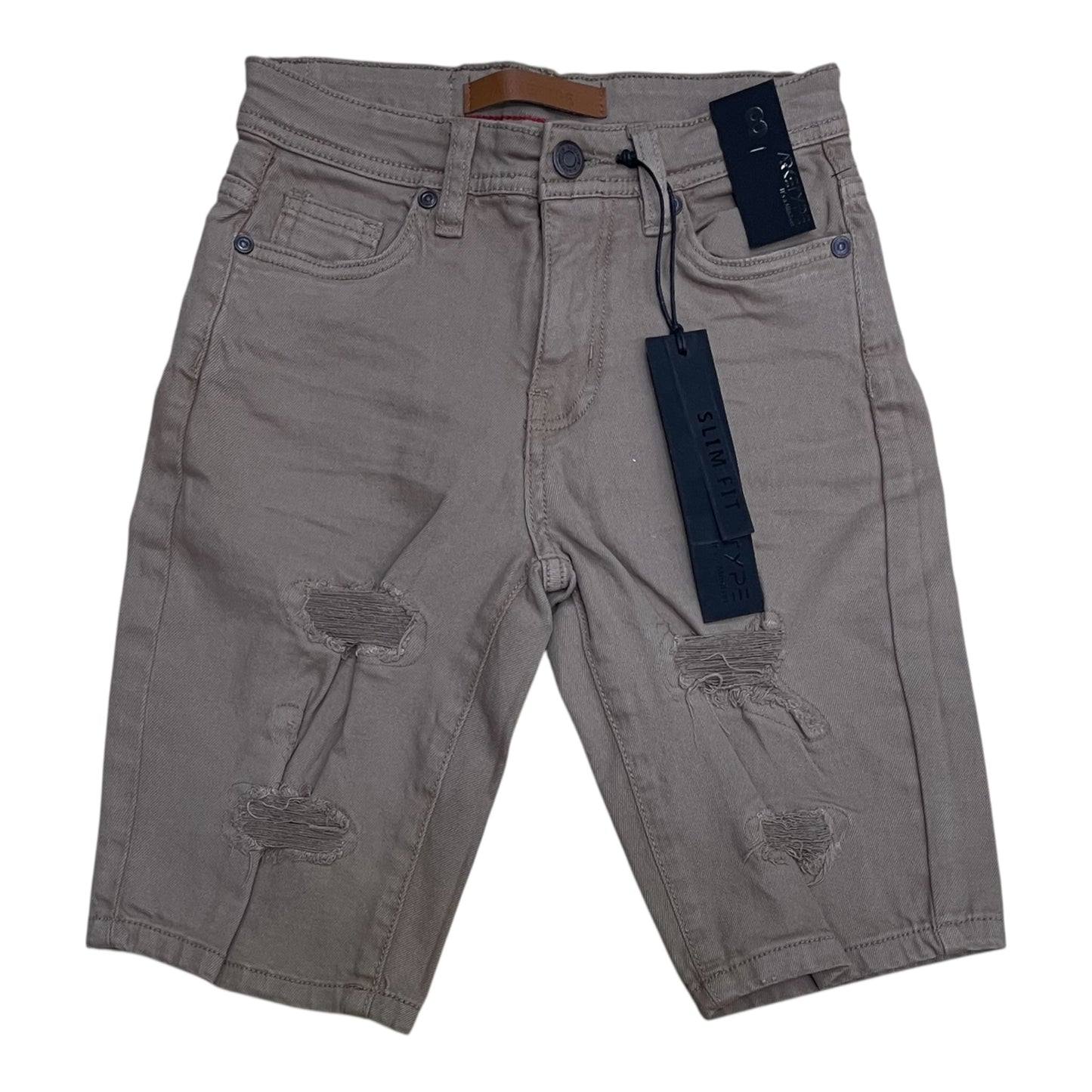 SC02K - Boys/Kids Core Twill Ripped Slim-Fit Stretch Shorts