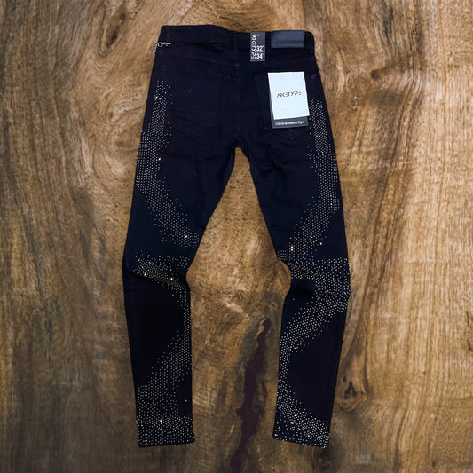 P549 - Nile Rhinestone Slim-Fit Stretch Jeans with Silver Side Chain