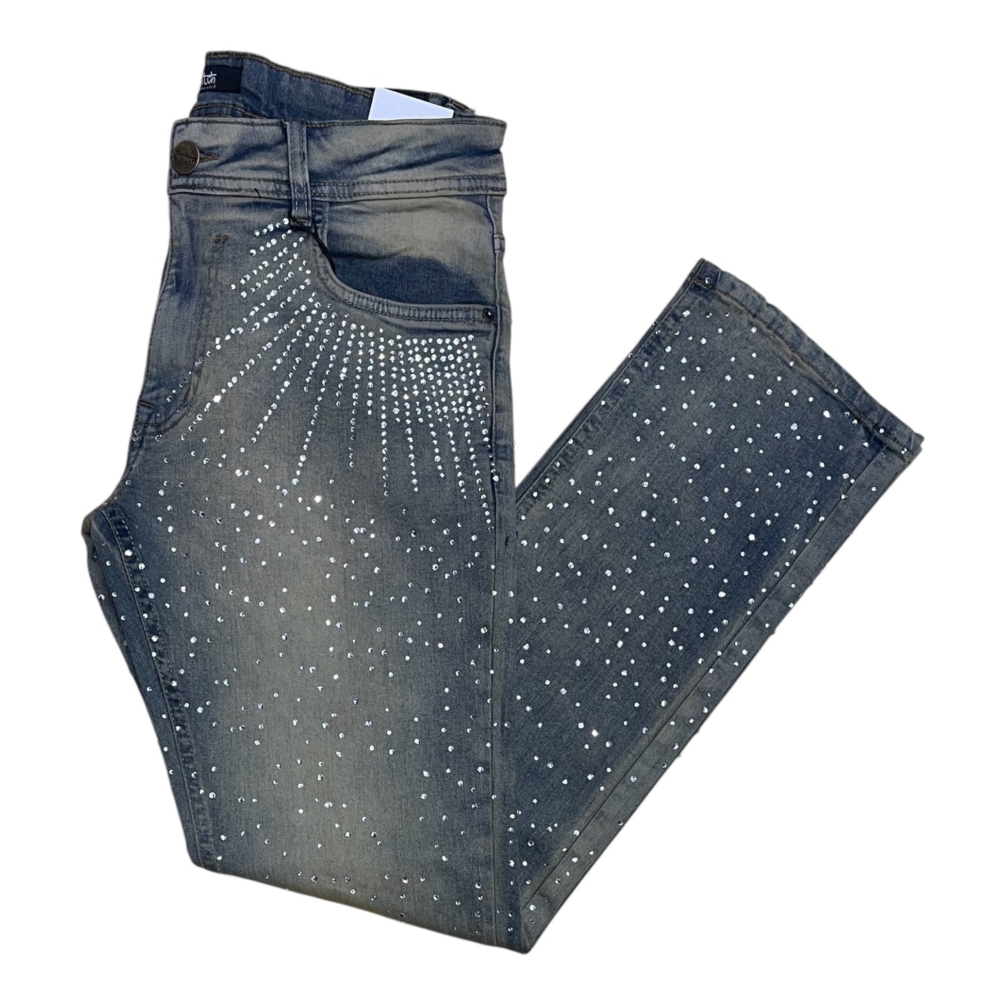 SM6603 - Rhinestone Allover Slim Straight-Fit Stretch Jeans